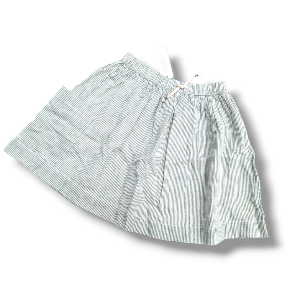 Gymboree Girls S 5-6 Green/White Striped Skirt w/ Pockets